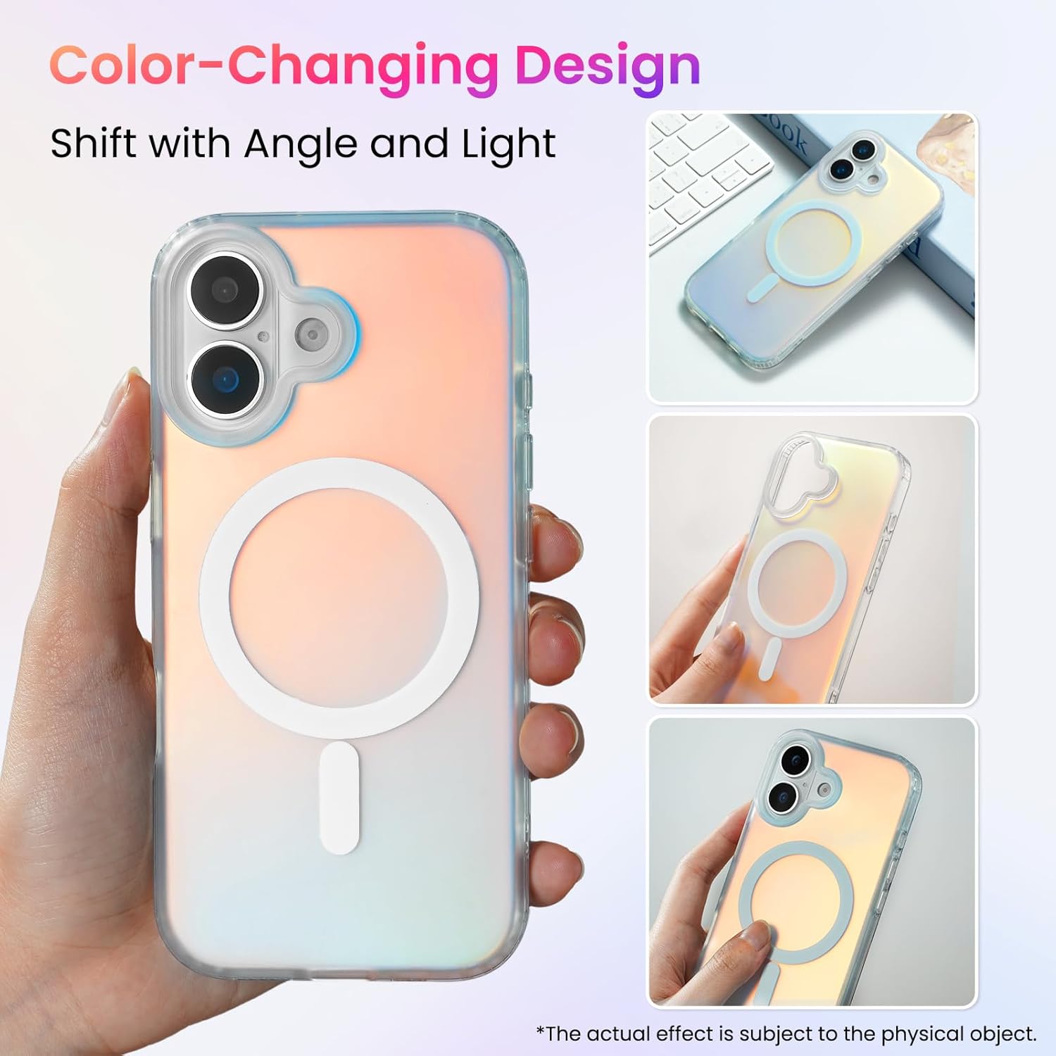 Thumbnail 1 de ORNARTO iPhone 17 MagSafe compatible shockproof rainbow case (6.3inch) – sunset iridescent gradient