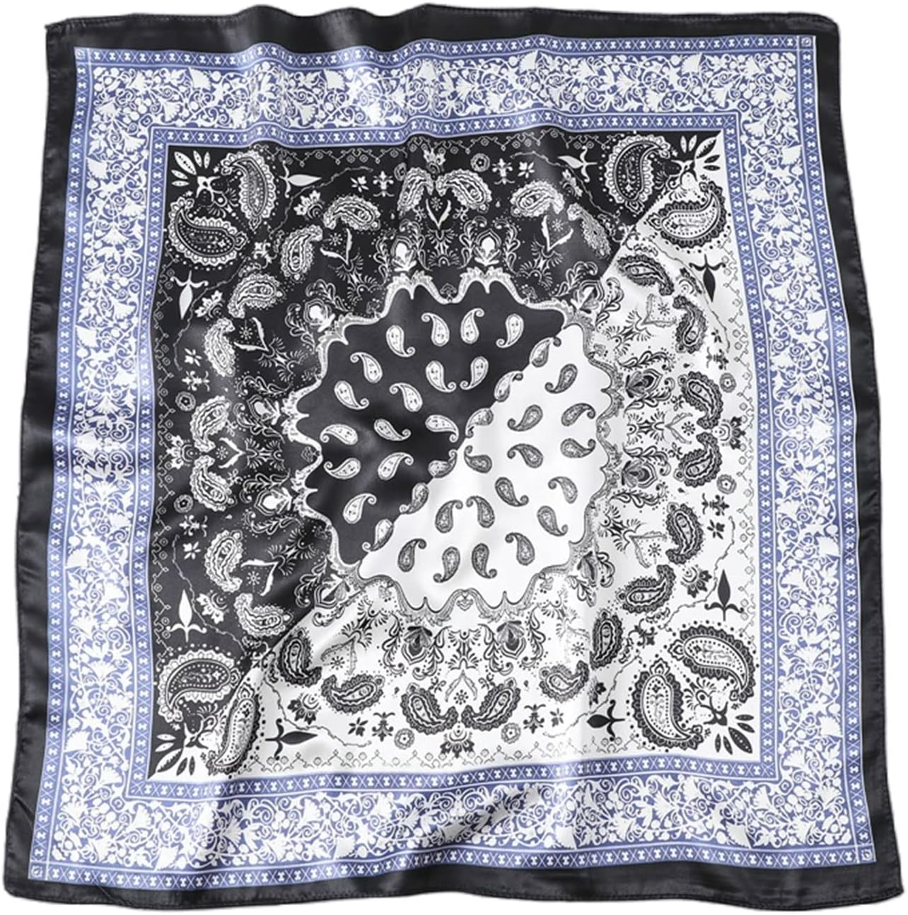 Detalle 2 de MAIRY 23.5 inch satin head scarf for women – floral paisley square bandana-style hair & neck wrap