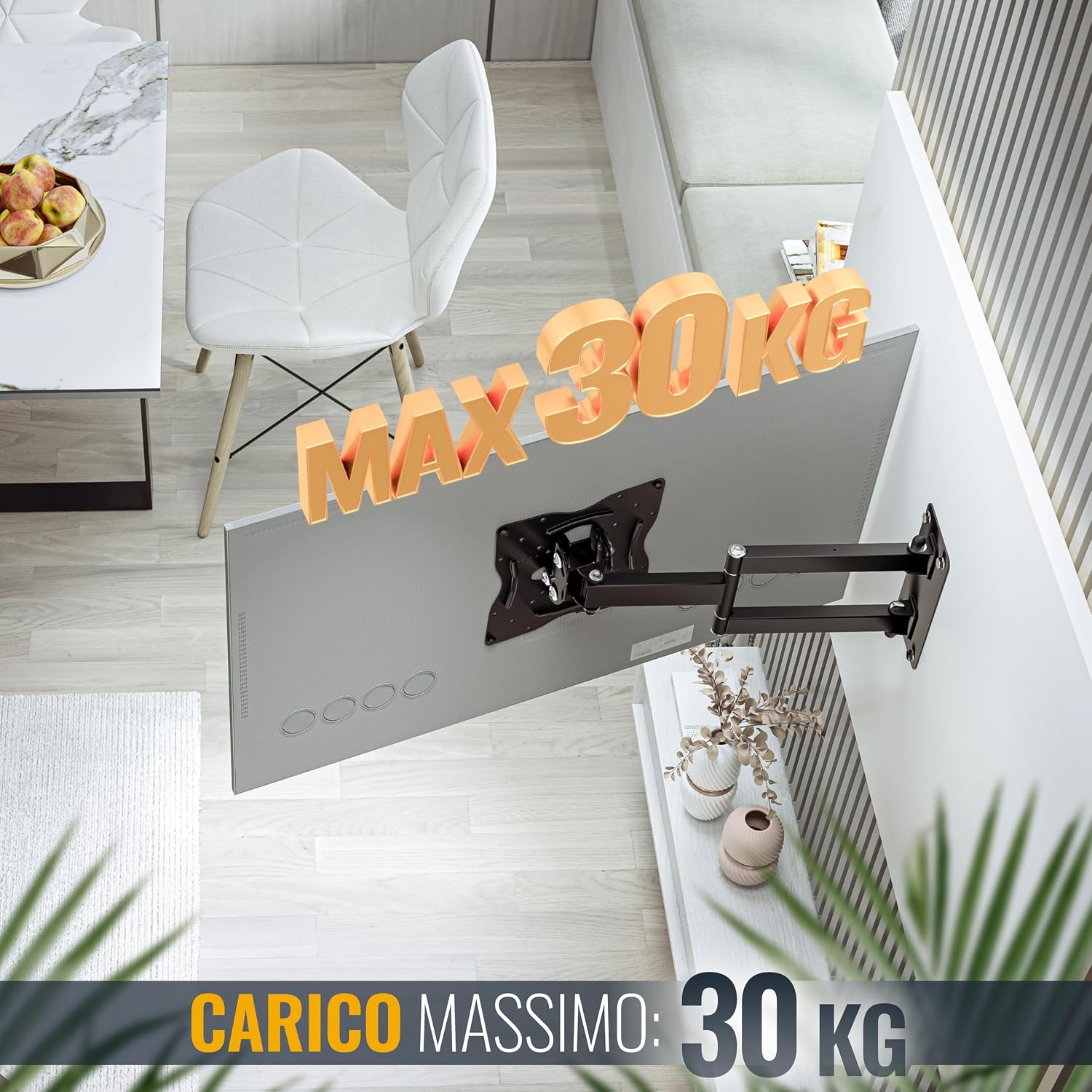 Detalle de RICOO S1022 Supporto TV da Parete 32-55 pollici, VESA 200x200, rotazione 180°, inclinazione ±3°