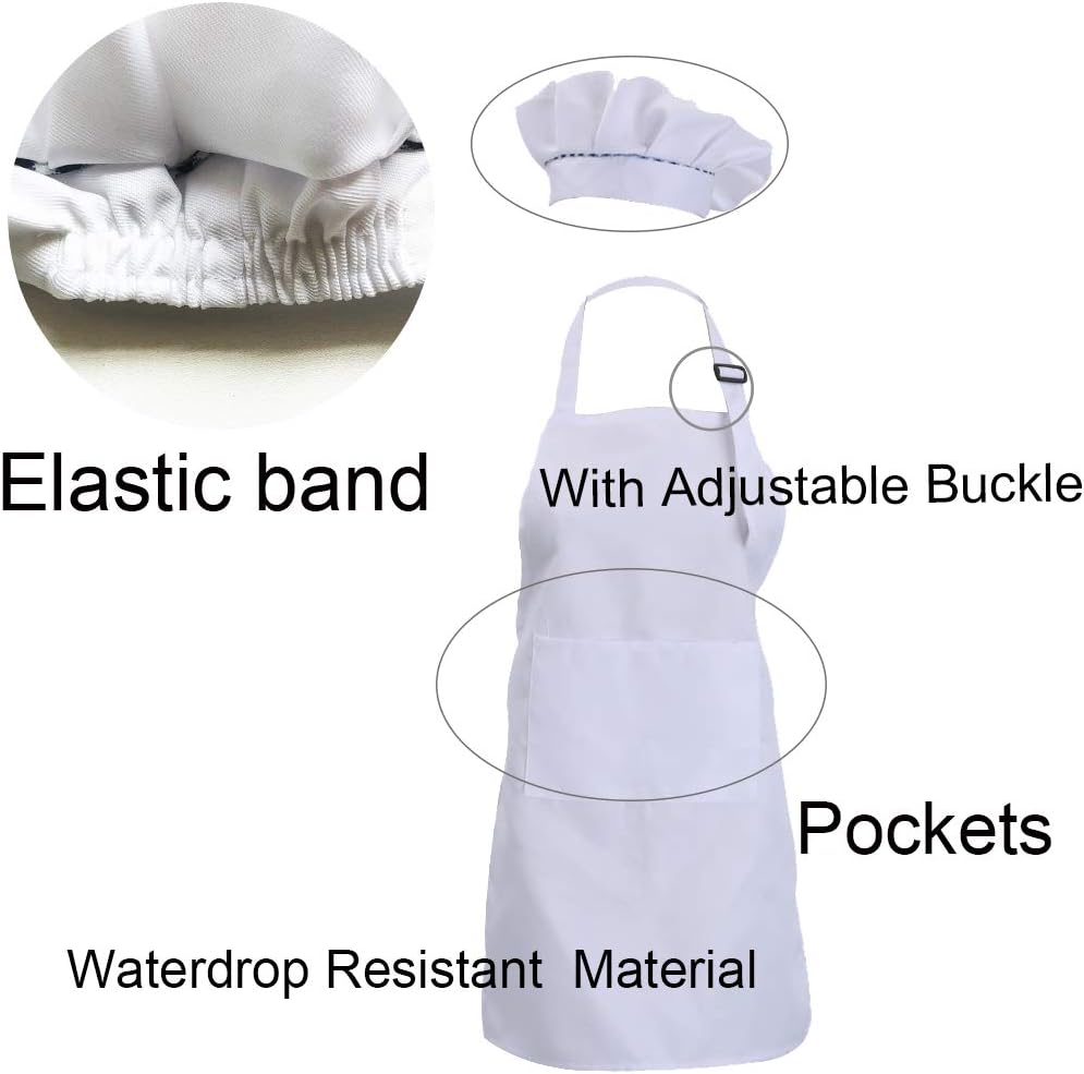 Thumbnail 2 de CWFUN Kids' White Apron and Chef Hat Set for 4–12 Years