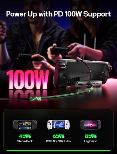 Detalle de JSAUX Docking Station 5 en 1 con HDMI 4K@120Hz, Ethernet 100Mbps y carga PD 100W (HB0602) para Steam Deck/OLED y más