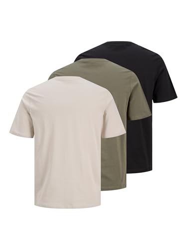 Thumbnail 3 de JACK & JONES JJethan Tee SS – Lot de 3 T-Shirts à col rond, Vert Olive, Regular Fit, Hommes