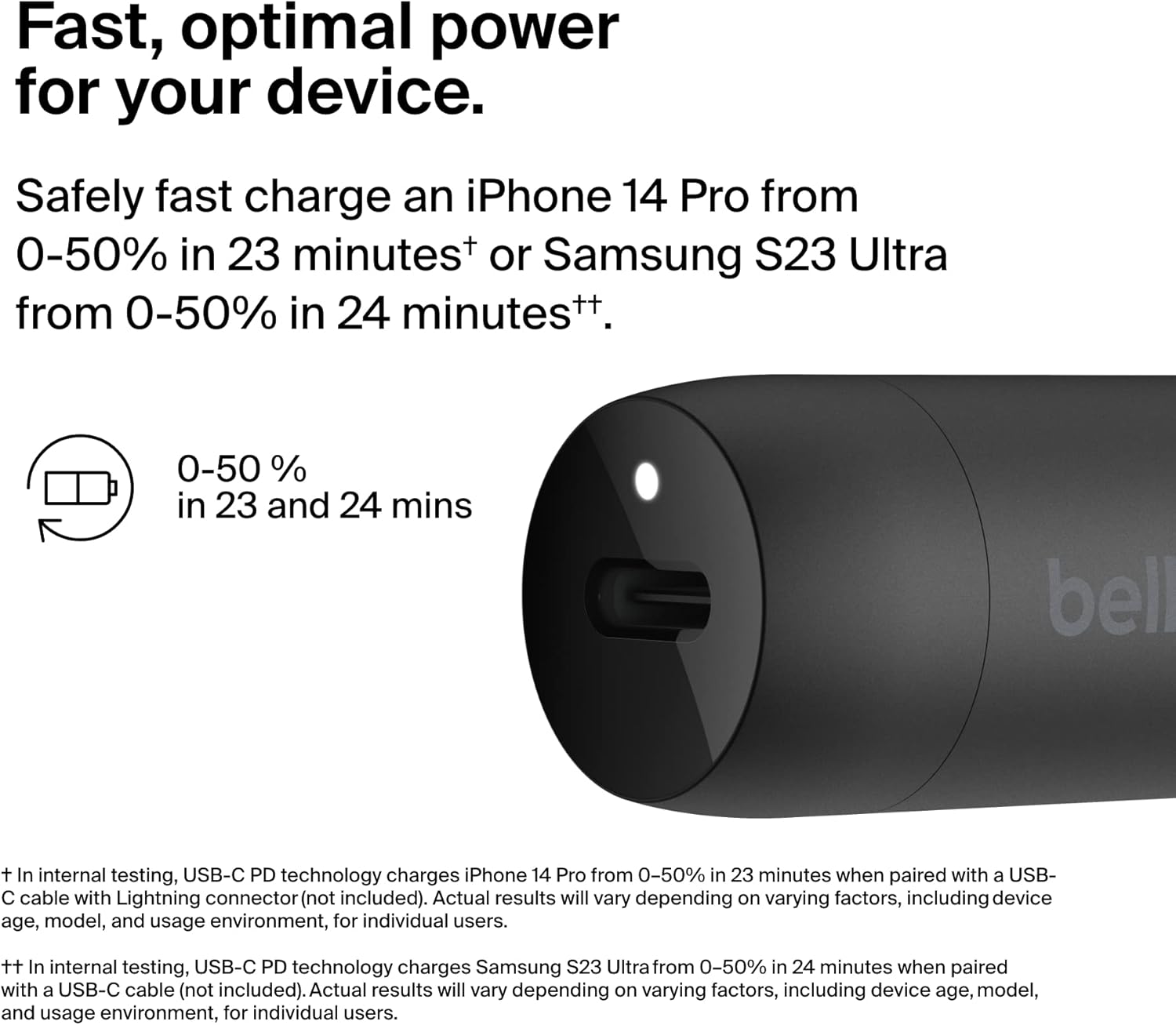 Thumbnail 1 de Belkin BoostCharge 30W Fast Car Charger with USB-C PD – compact, universal compatibility