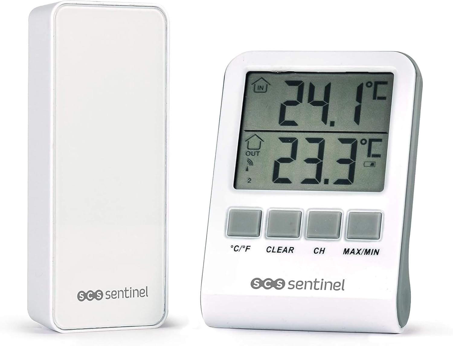 Detalle de SCS Sentinel DigiThermo HCN0062 : thermomètre digital intérieur/extérieur avec portée 60 m et double affichage