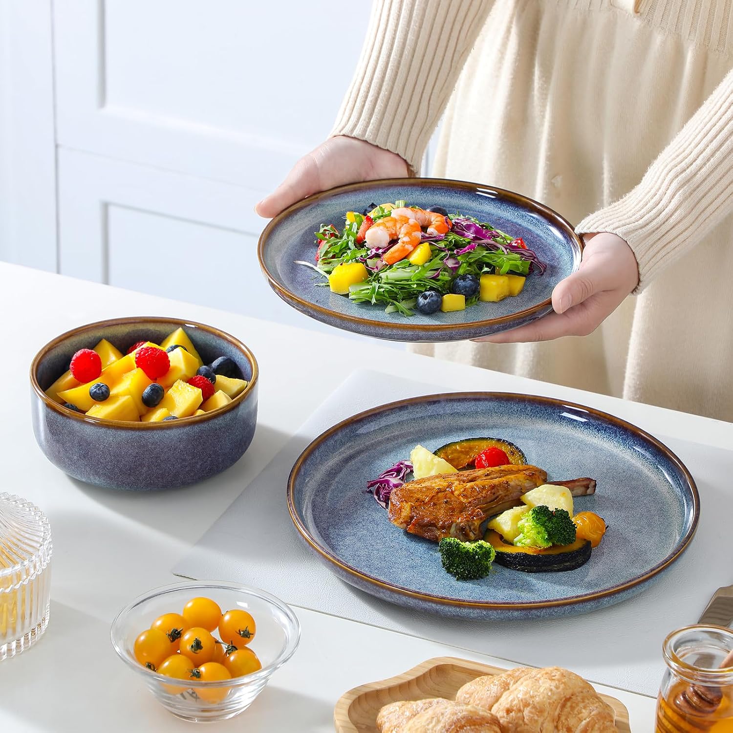 Thumbnail 6 de vancasso PLAYA 24-Piece Grey-Blue Dinnerware Set for 8