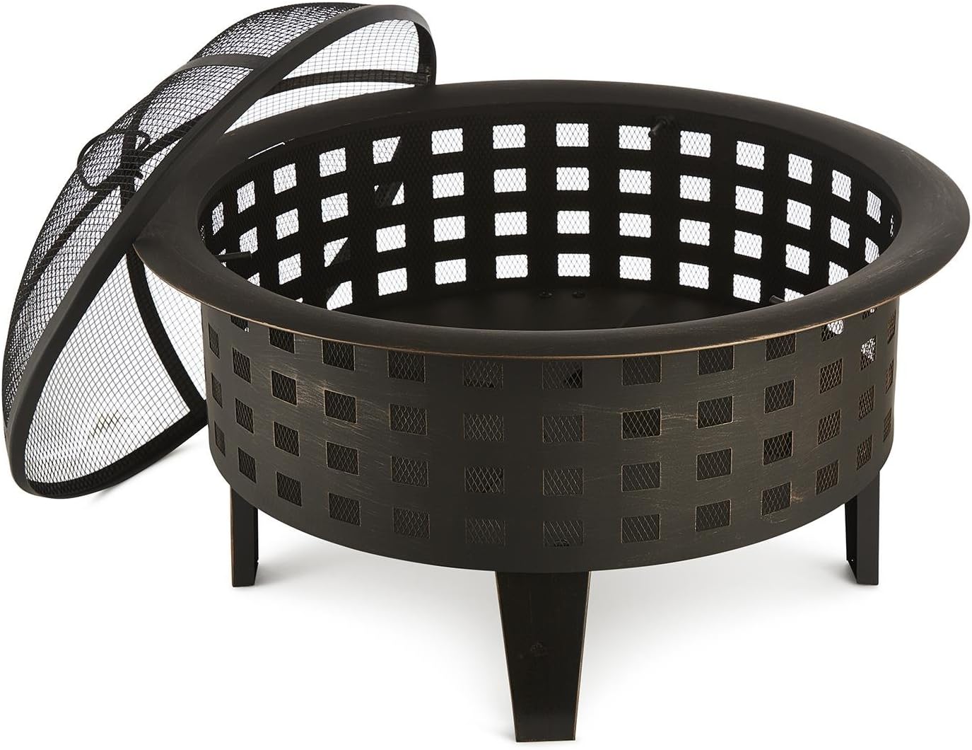 Detalle 2 de blumfeldt Boston – Braséro de chauffage extérieur Ø 70 cm en acier noir, avec grille anti-étincelles