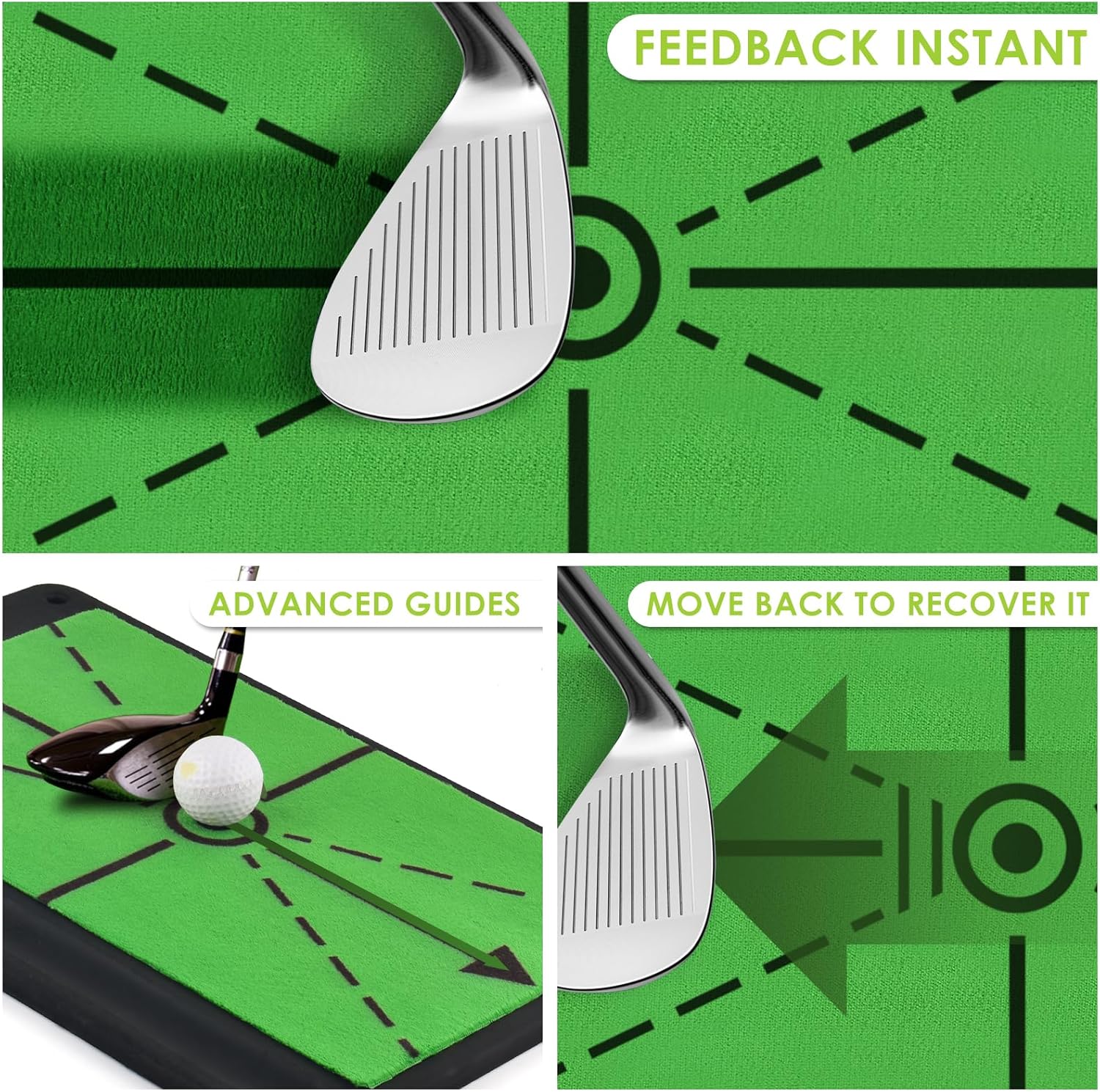 Detalle 2 de BROTOU Golf Hitting Mat Swing Path Detection – Dual Turf Practice Setup