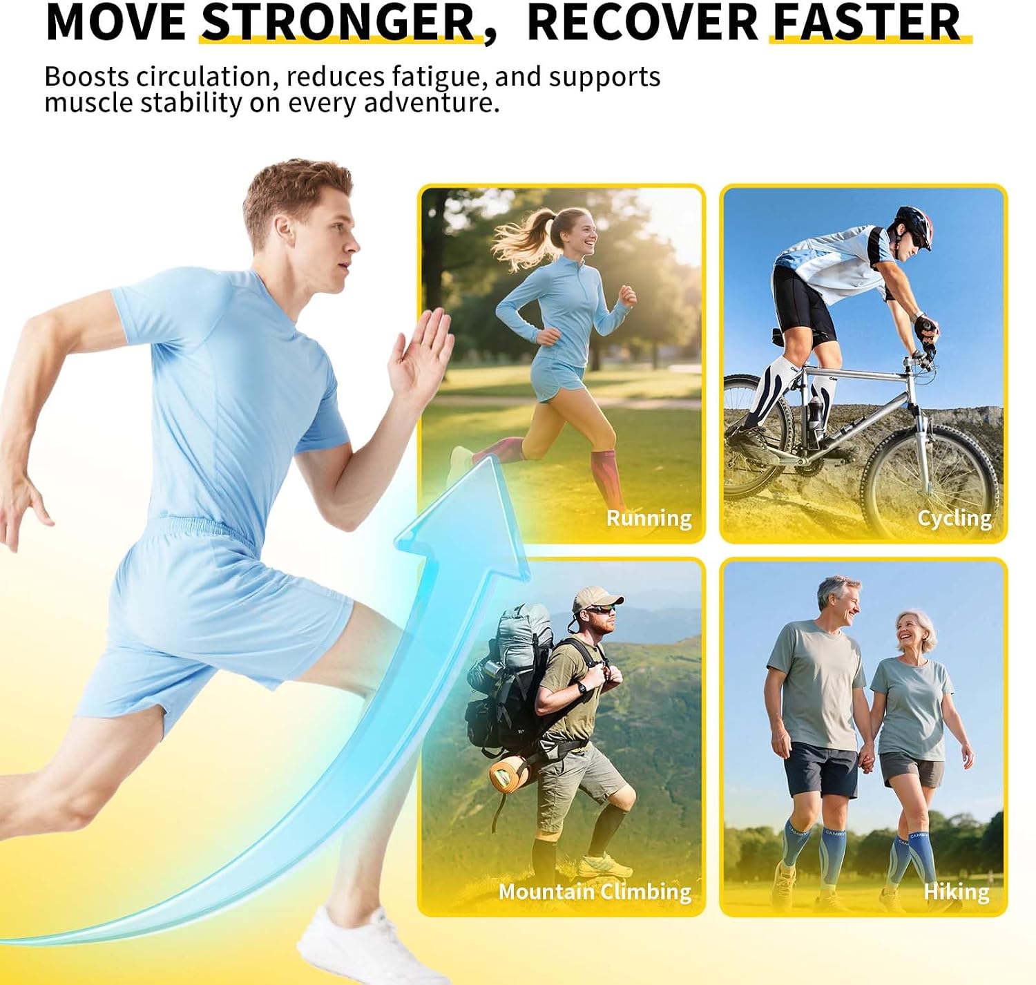 Thumbnail 3 de CAMBIVO CS12 Calf Compression Sleeves, 3 Pairs, 15–20 mmHg, Footless