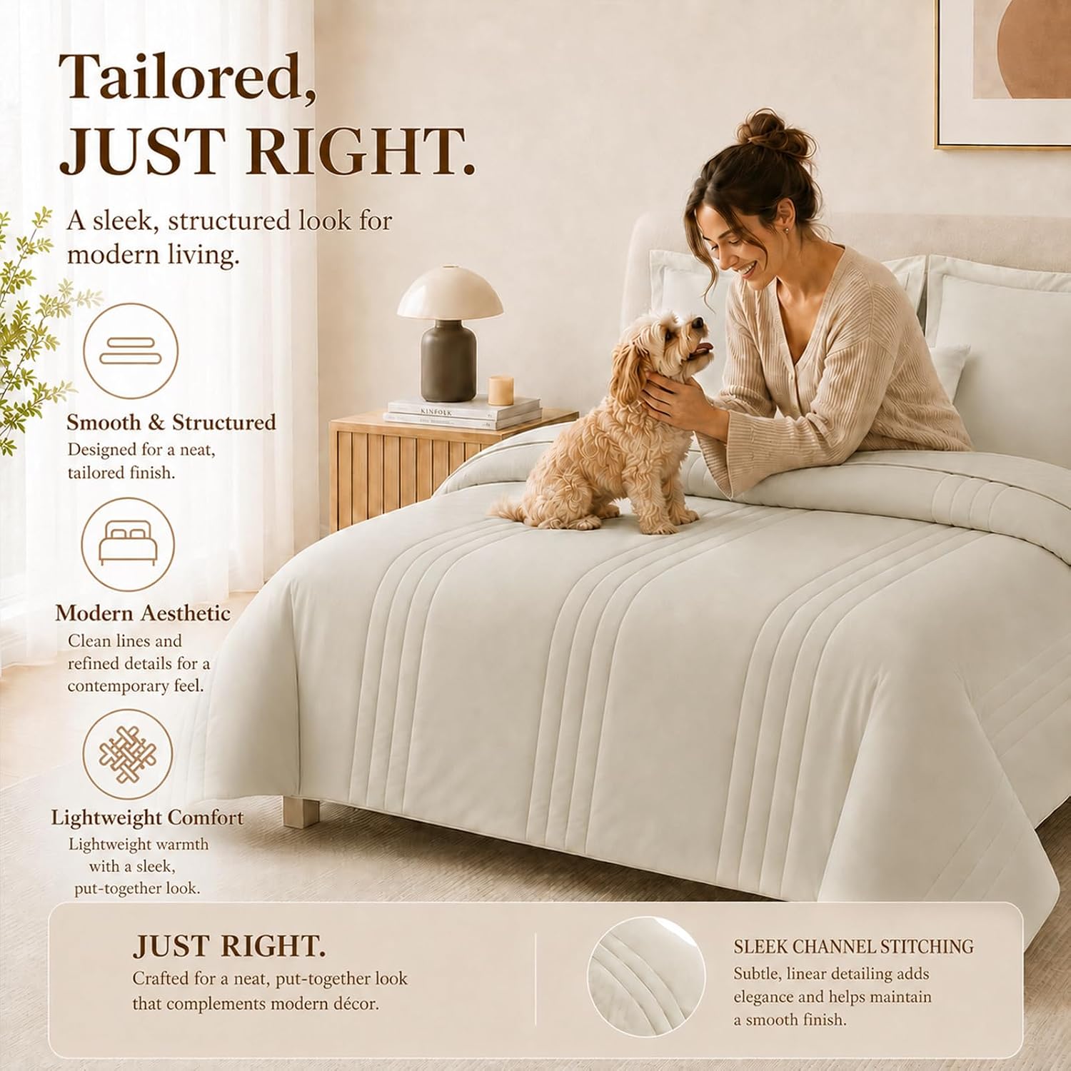 Thumbnail 3 de CozyLux King Size Beige Comforter Set, 7-Piece Bed in a Bag