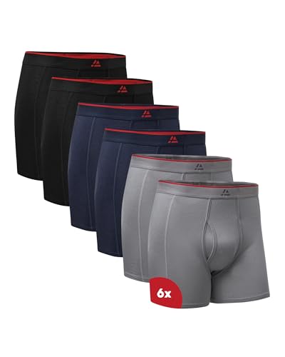 Detalle de DANISH ENDURANCE Men’s Bamboo Boxers – Comfortable, Breathable 6 Pack (Open Fly option) – L