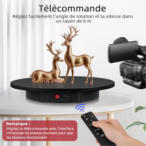 Detalle de Mcbazel Plateau Tournant Électrique 42 cm — Rotation 360° et Télécommande pour Bijoux, Montres et Produits