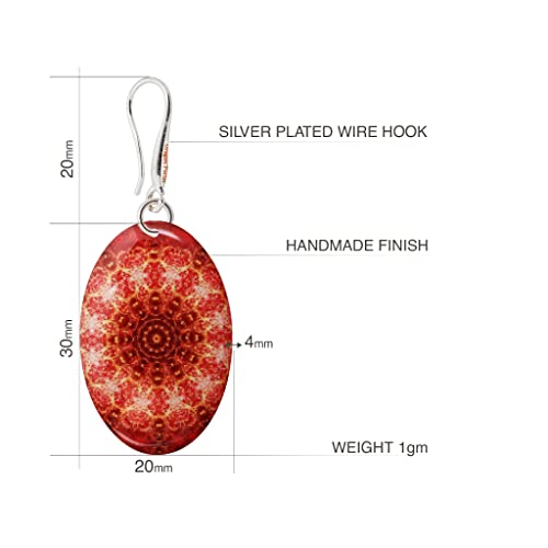 Detalle de Dragon Porter Boho Grosse Rond – Boucles d'Oreilles Pendantes Mandala Design Léger (Rouge Foncé)