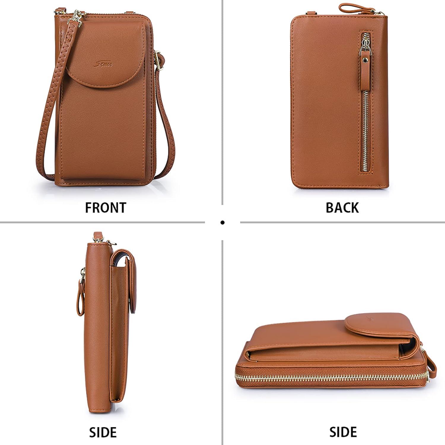 Thumbnail 6 de S-ZONE PU Leather RFID Blocking Crossbody Bag for 6.7 Inch Phones