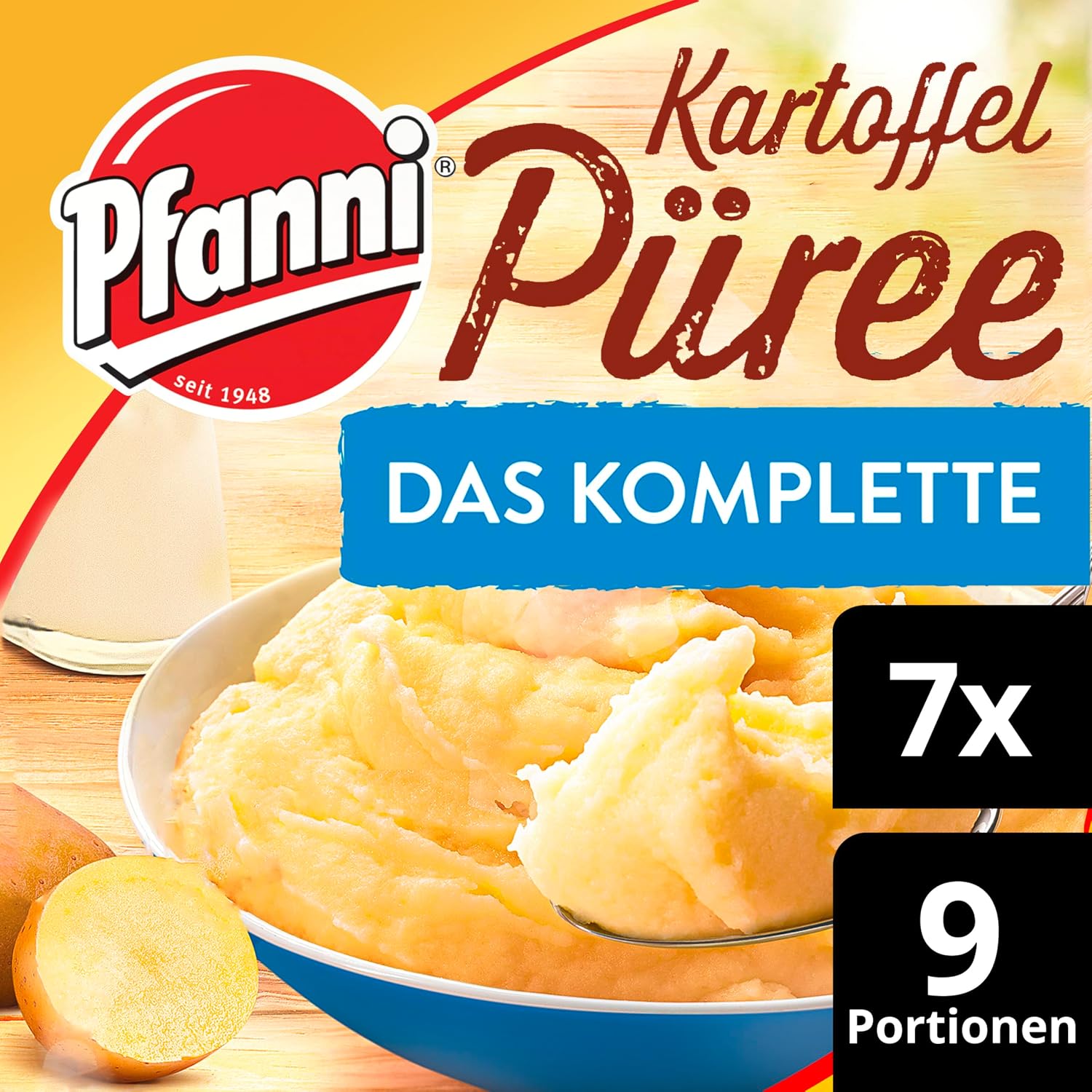 Detalle de Pfanni Kartoffel Püree Das Komplette – Püree mit Milch, 7x 9 Portionen
