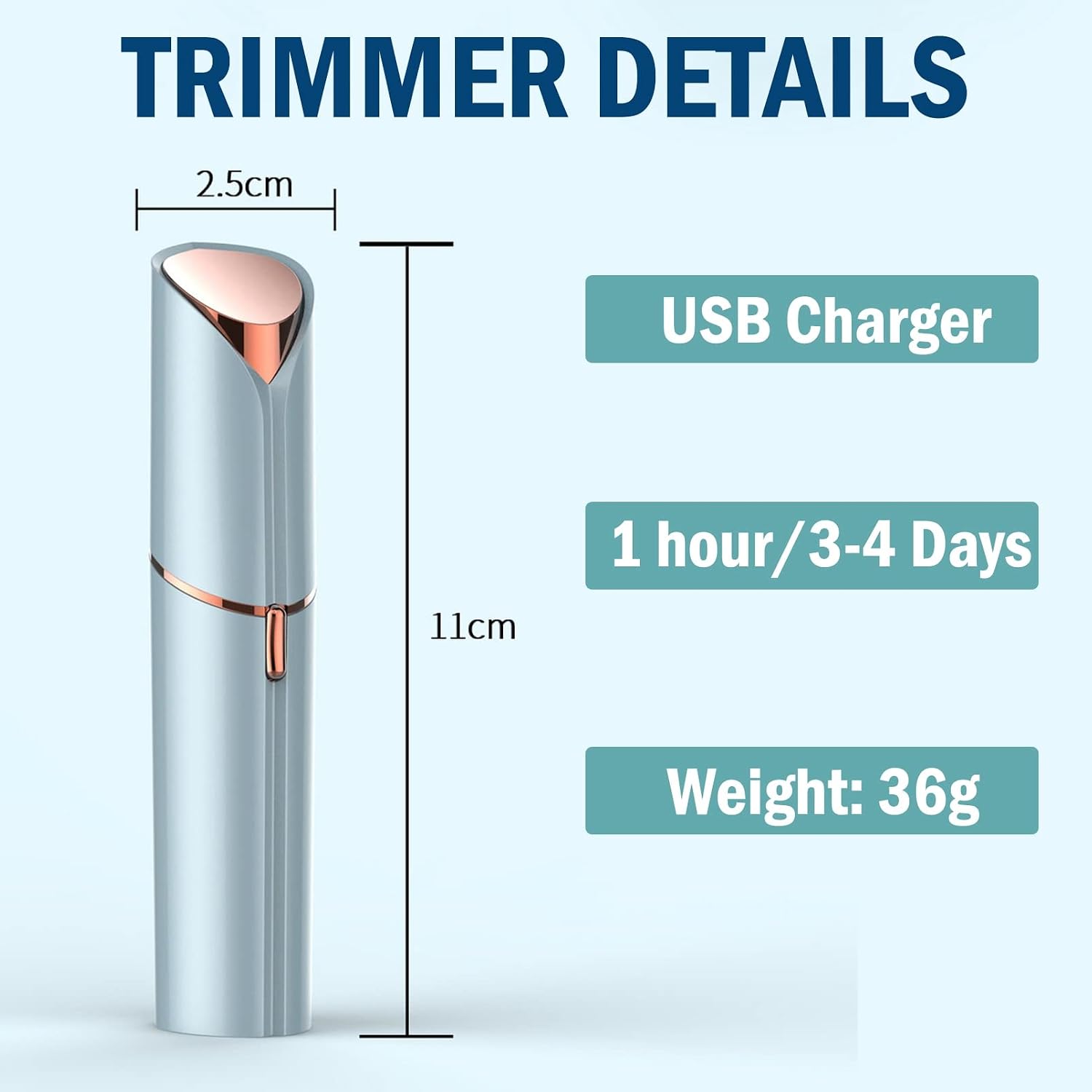 Detalle de Peach Fuzz Remover for Women – Mini USB Rechargeable Epilator & Trimmer for Face, Lips & Body