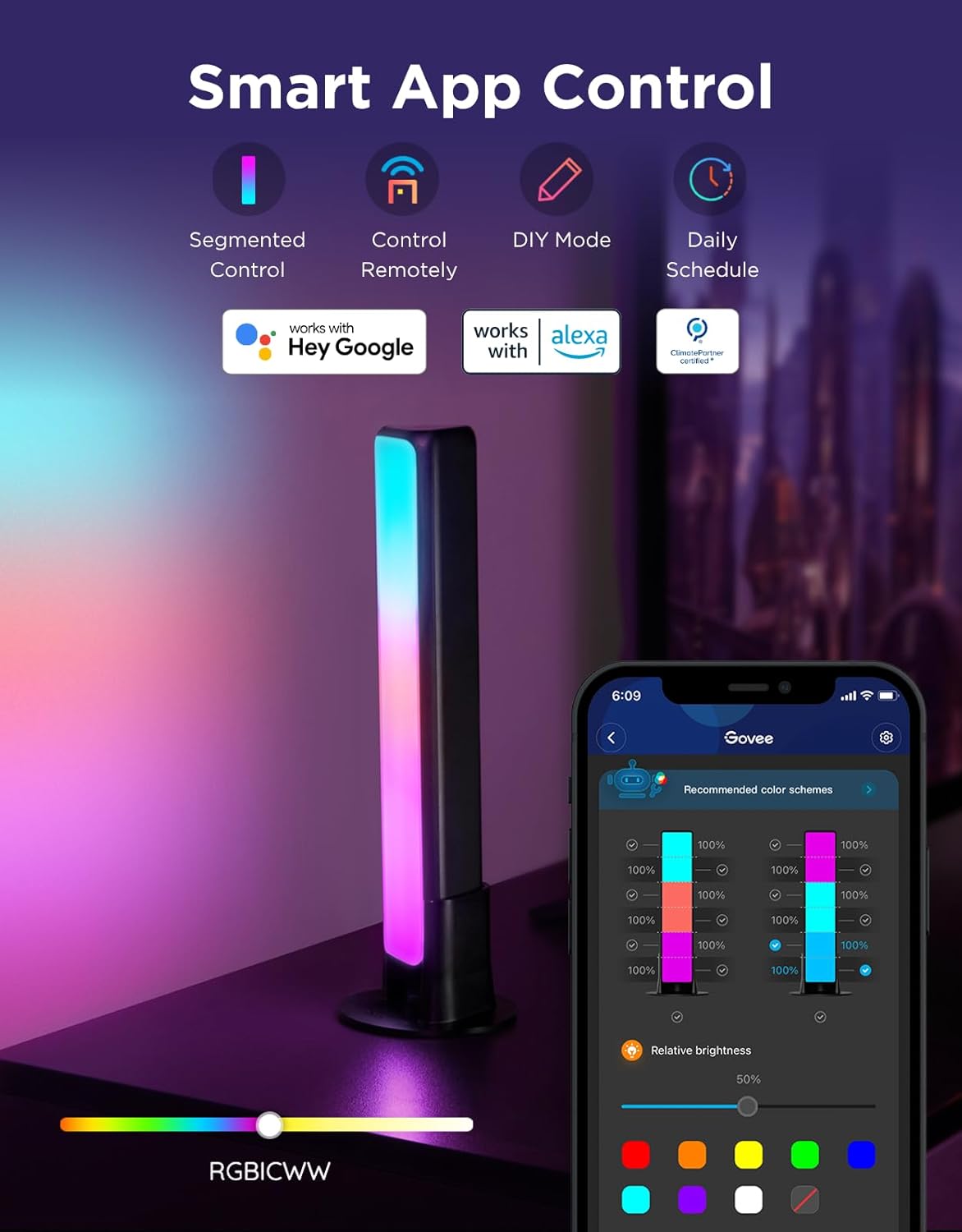 Thumbnail 4 de Govee LED Light Bars: Smart RGBICWW TV Backlight with Music Sync