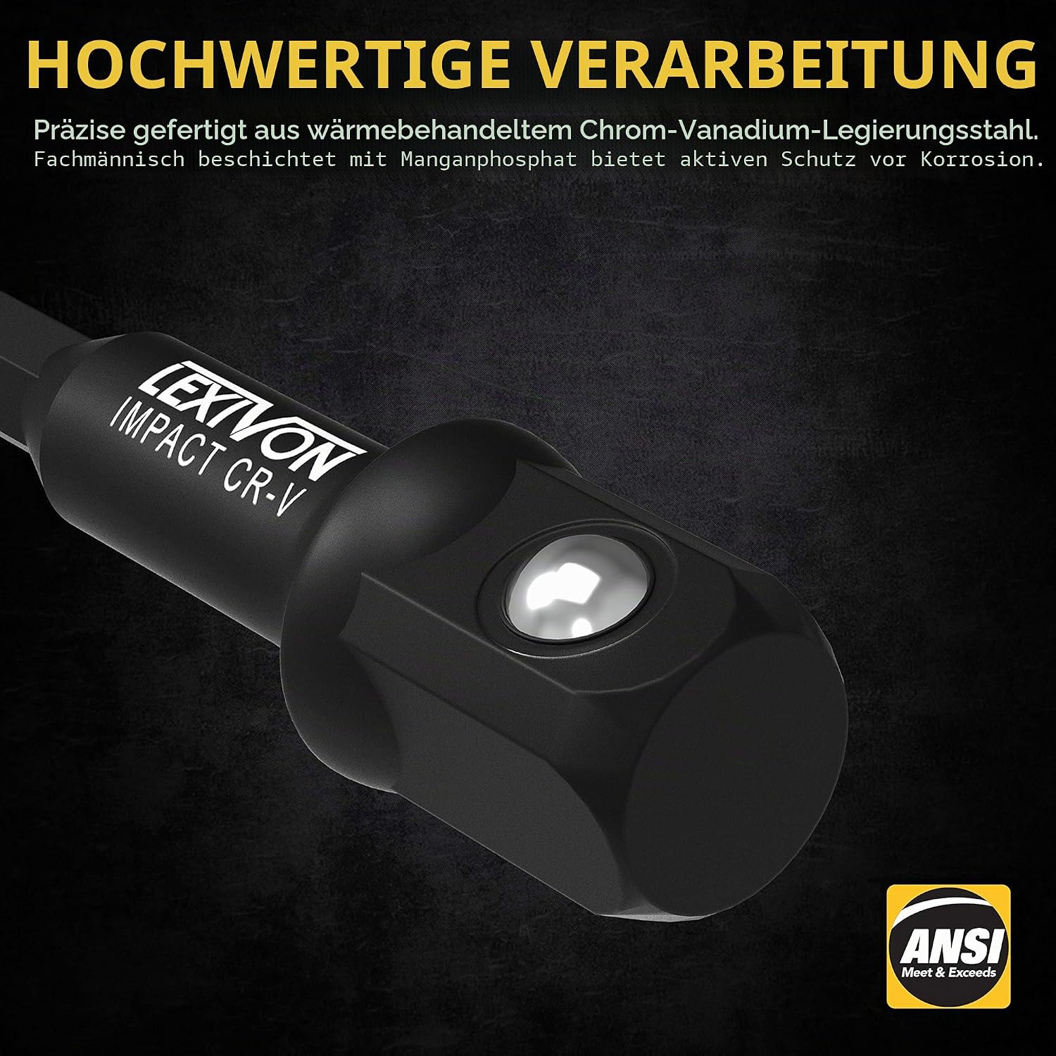 Thumbnail 4 de LEXIVON Impact Stecknuss-Adapter Set (4-teilig) mit Magnetic Bit-Halter: 1/4", 3/8" und 1/2" Drive auf 1/4" Hex Schaft