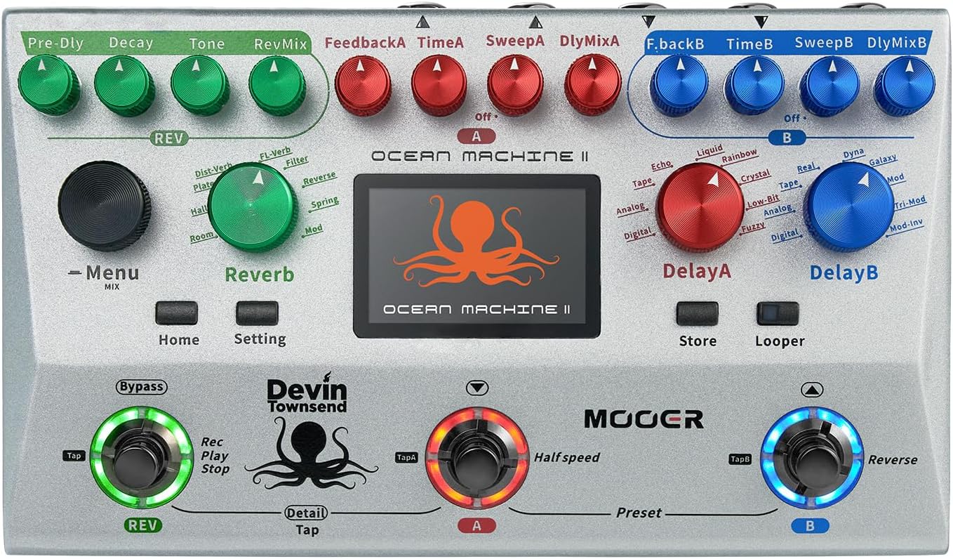 Detalle de MOOER Ocean Machine II TDL4 Dual Delay, Reverb & Looper Pedal