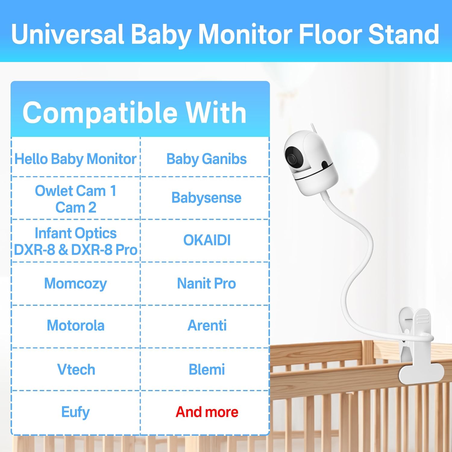 Thumbnail 1 de Universal 19.4" Flexible Gooseneck Baby Monitor Mount for HelloBaby, VTech, Infant Optics and More