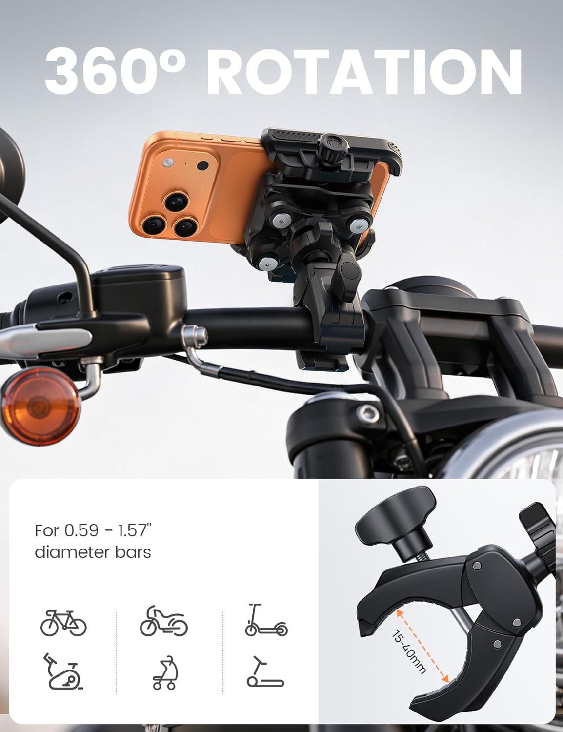 Detalle de Lamicall Motorcycle Bike Phone Mount - Upgrade Vibration Dampener for Camera-Friendly Ride
