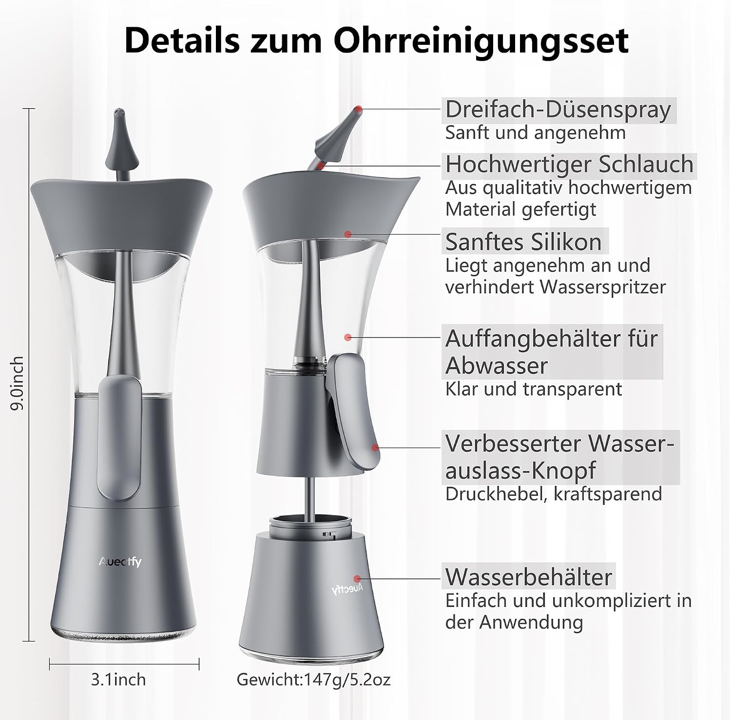Detalle 2 de Ohrenschmalz-Entfernungs-Set mit Einhandbedienung – schonende Reinigung für zu Hause