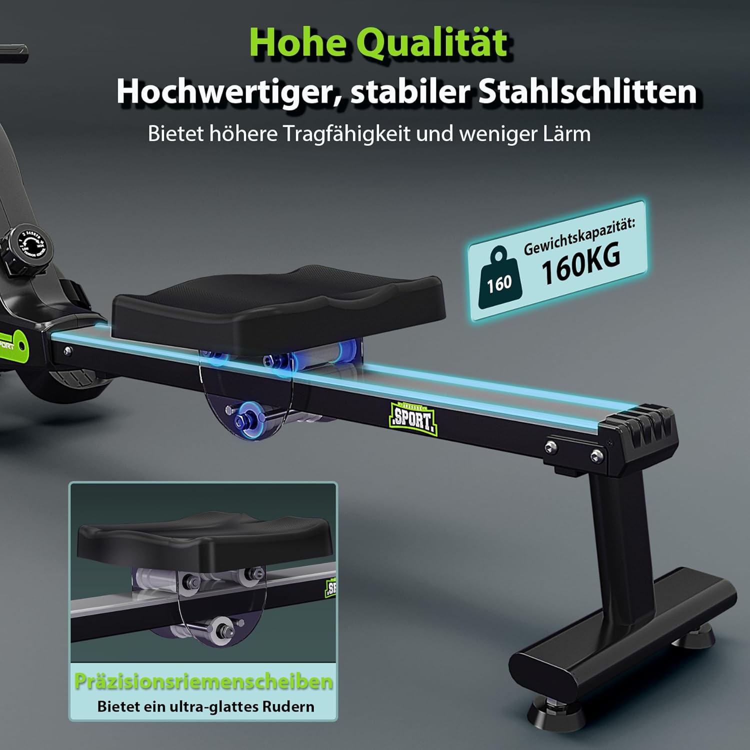 Thumbnail 5 de WENOKER magnetisches Rudergerät für Zuhause – leise unter 30 dB, 16 Widerstandsstufen, Kinomap-App