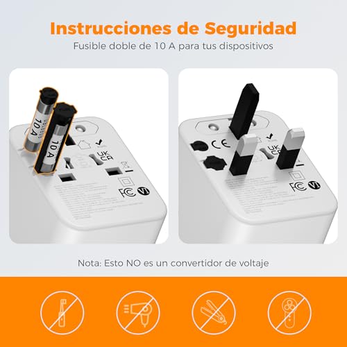Thumbnail 4 de Adaptador Enchufe Universal TESSAN con 2 USB A, 2 USB C y 1 CA para viajes