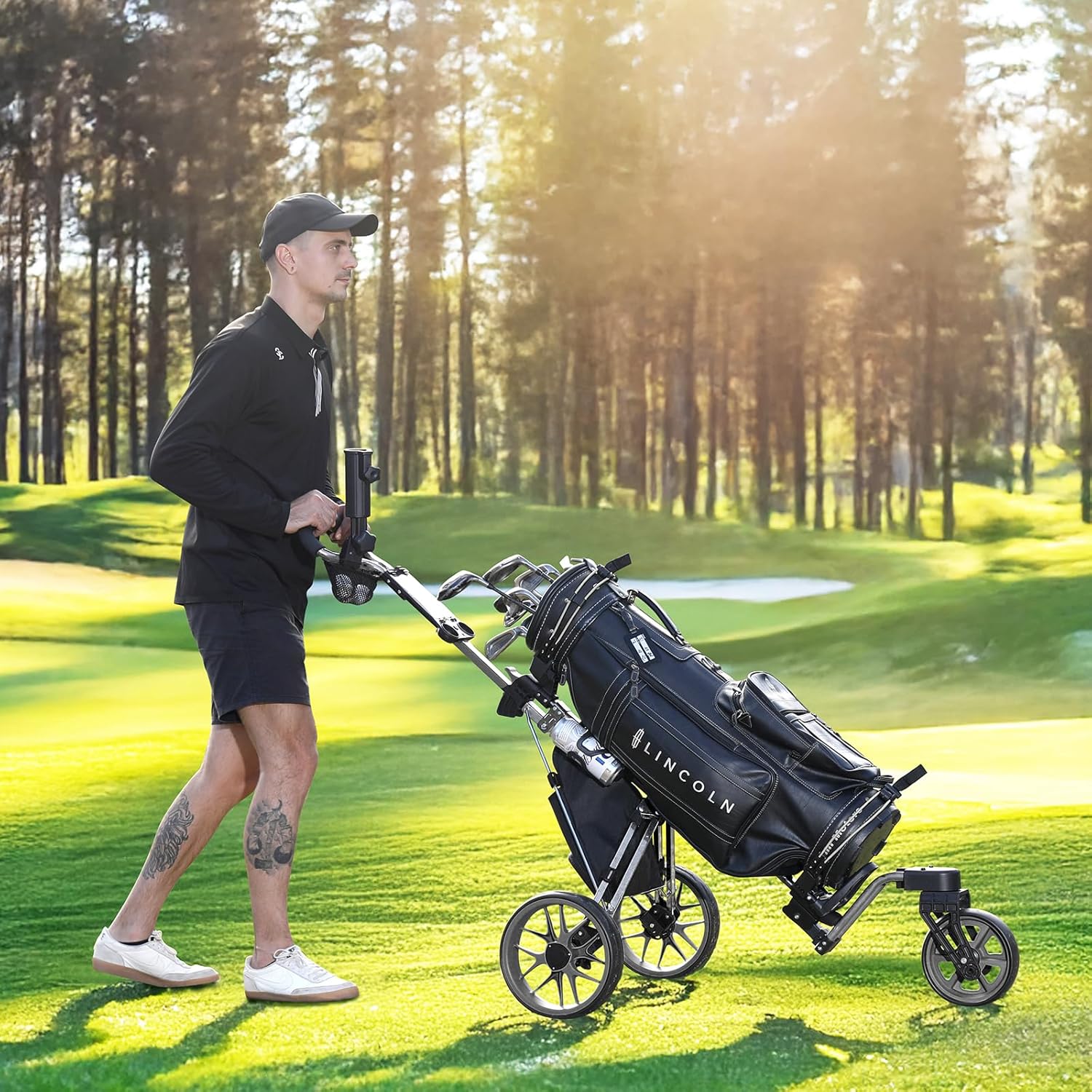 Thumbnail 1 de Tedycatt 360 Golf Pull Cart: Lightweight 3-Wheel Folding Caddy