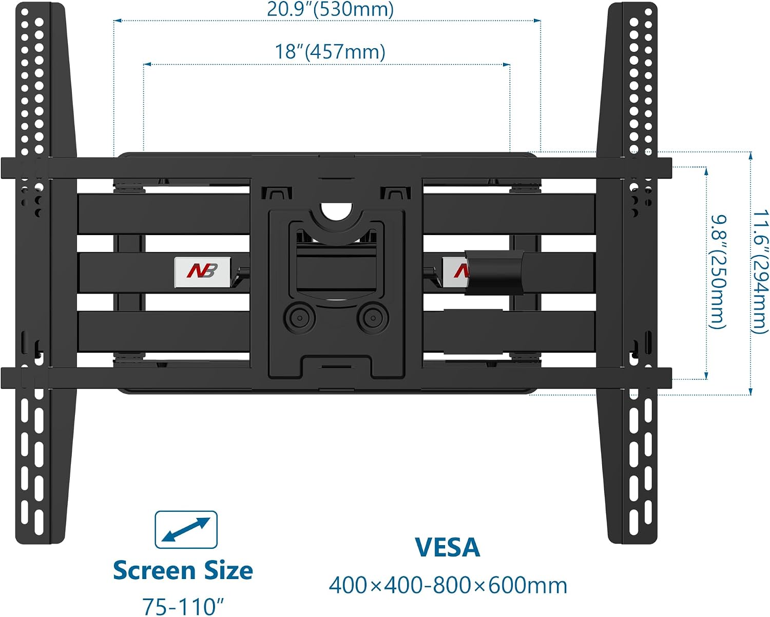 Detalle de NB North Bayou Heavy Duty TV Wall Mount 91 kg