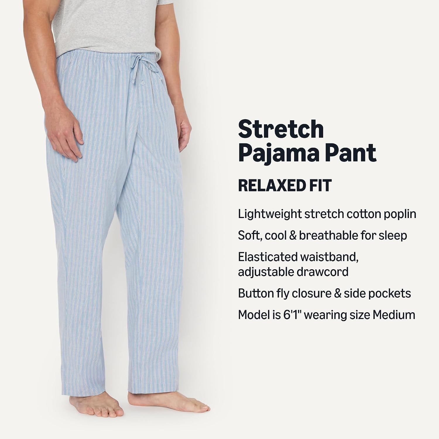 Thumbnail 1 de Amazon Essentials Men's Full Length Relaxed Fit Lounge Sleepwear Pajama Bottoms, Cotton Stretch Poplin