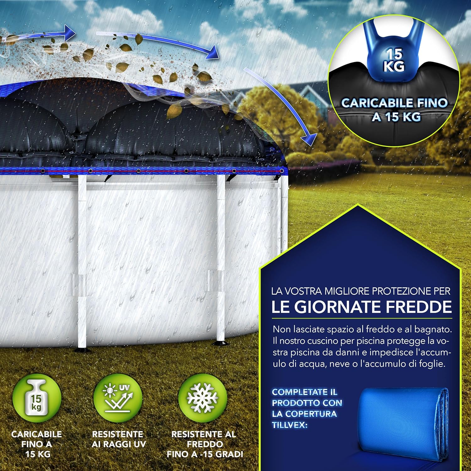 Detalle 2 de tillvex Cuscino invernale per piscina 500 cm 🏊