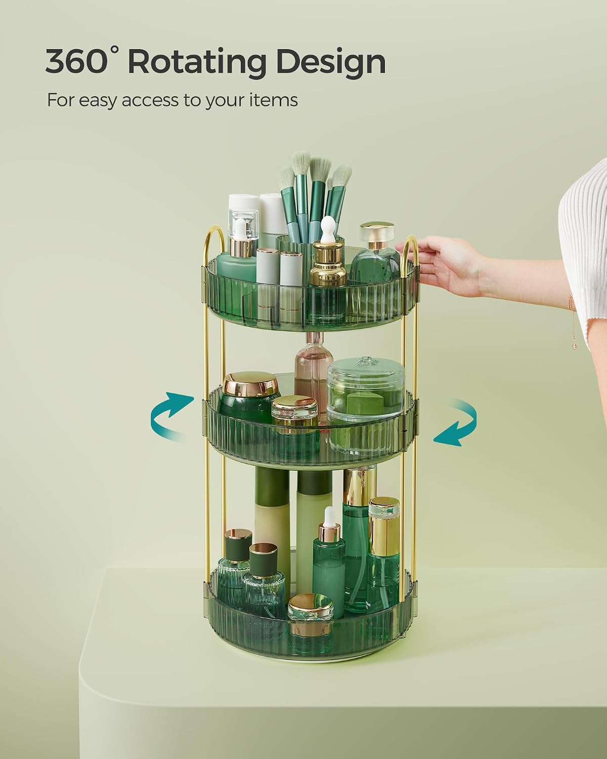 Detalle de SONGMICS Makeup Organiser Rotating 3-Tier