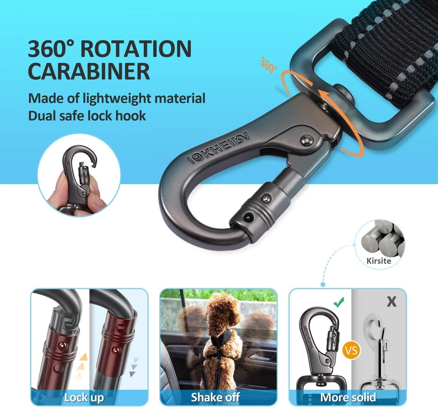 Detalle de IOKHEIRA Hunde Sicherheitsgurt Auto 50–80 cm