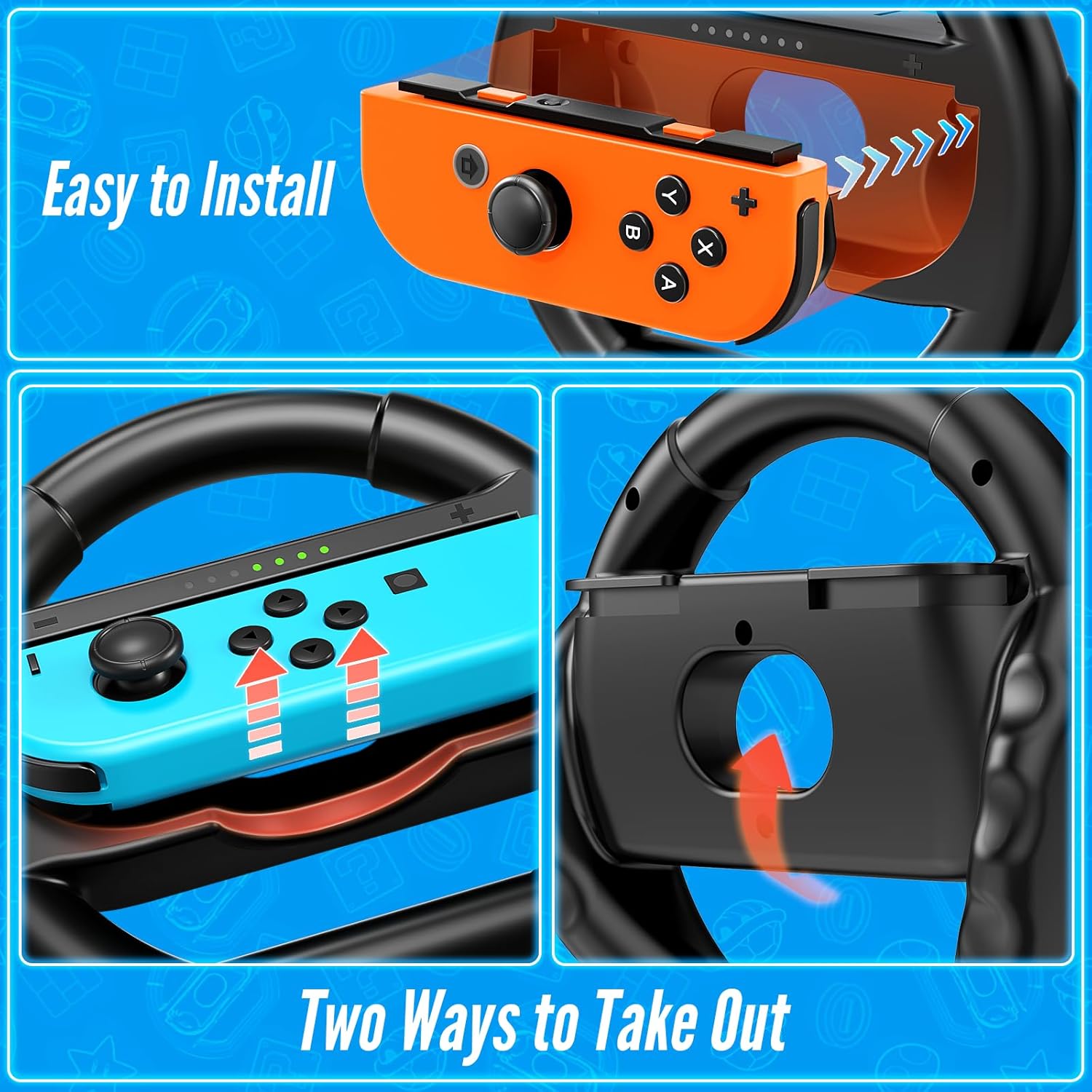 Thumbnail 4 de Shadowin 2 Packs Steering Wheels for Nintendo Switch & OLED Controller