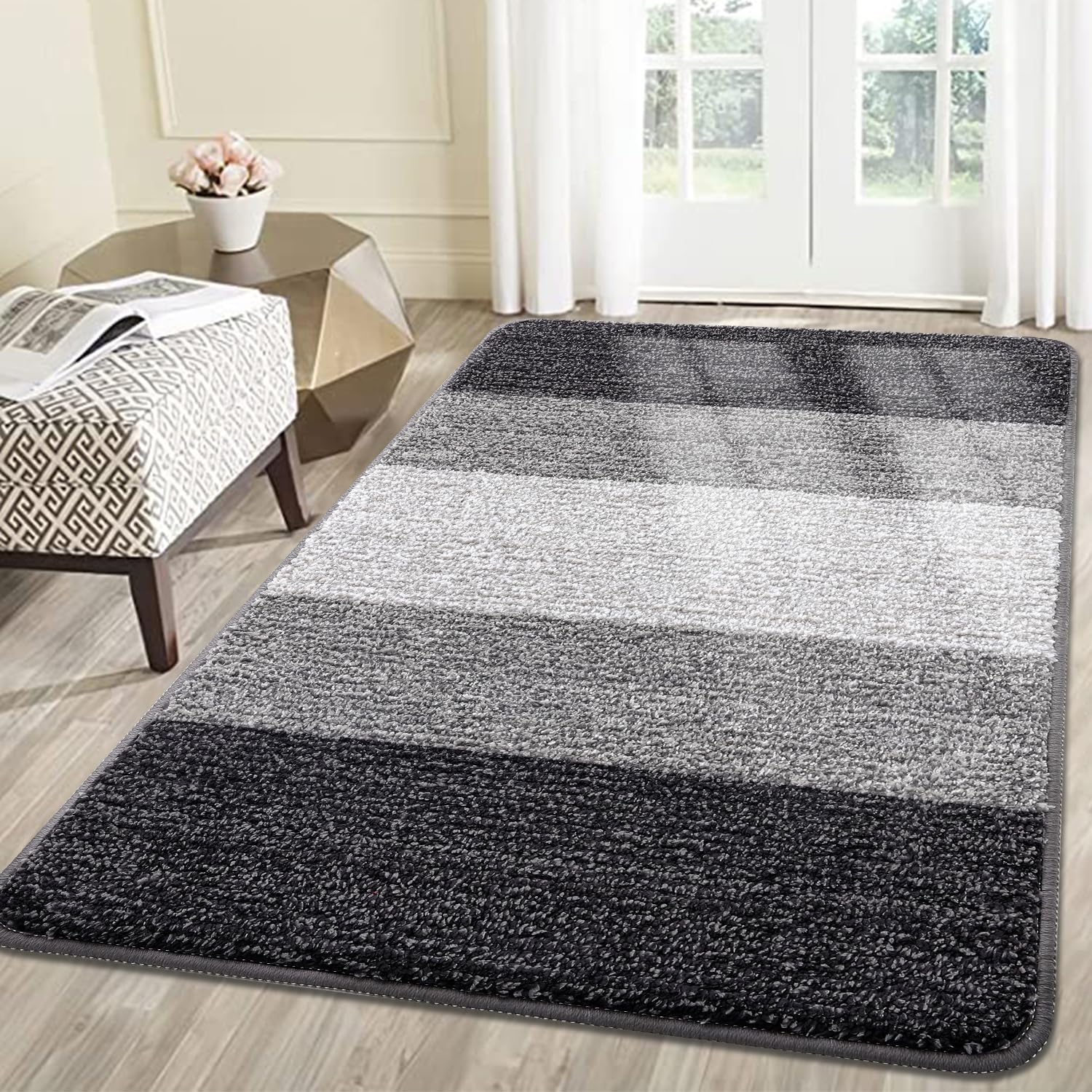 Detalle de Kitinjoy YSMD003 Indoor-Outdoor Door Mat, 59 x 36, Gray, Low-Profile