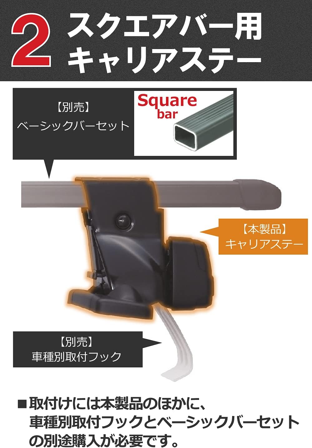 Detalle de カーメイト inno INSUT スクエアベースステー 4セット入り 鍵付き・スムースルーフ用