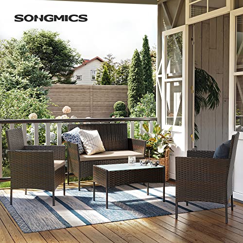 Detalle de SONGMICS Conjunto de Muebles de Jardín GGF004K05 – Ratán PE, marco de metal y cojines 5 cm
