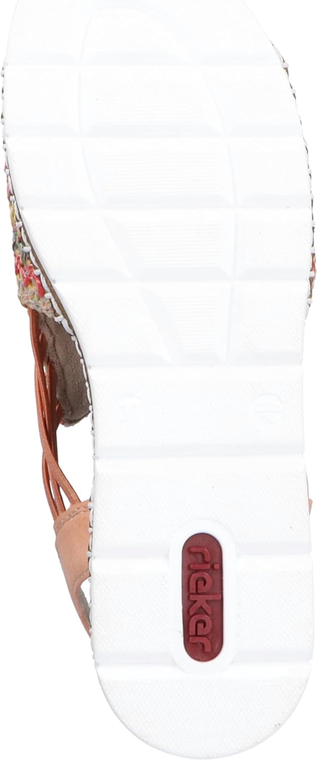Detalle 2 de Rieker V1241-90 Damen Sandale Textil/Synthetik, beige – Komfort trifft Alltagsfreundlichkeit