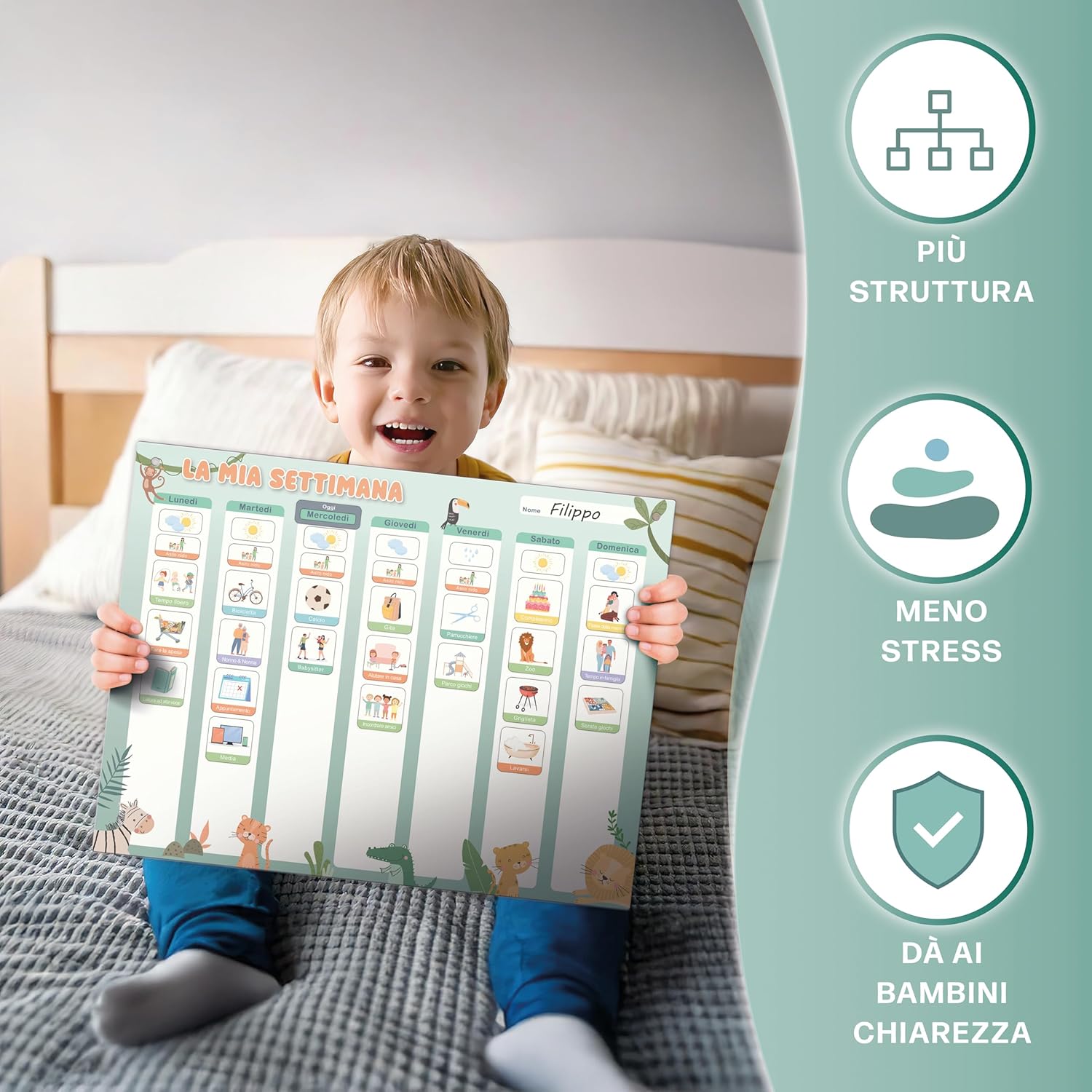 Thumbnail 4 de Mini Mindz Agenda settimanale per bambini – Lavagna magnetica Montessori con 196 magneti