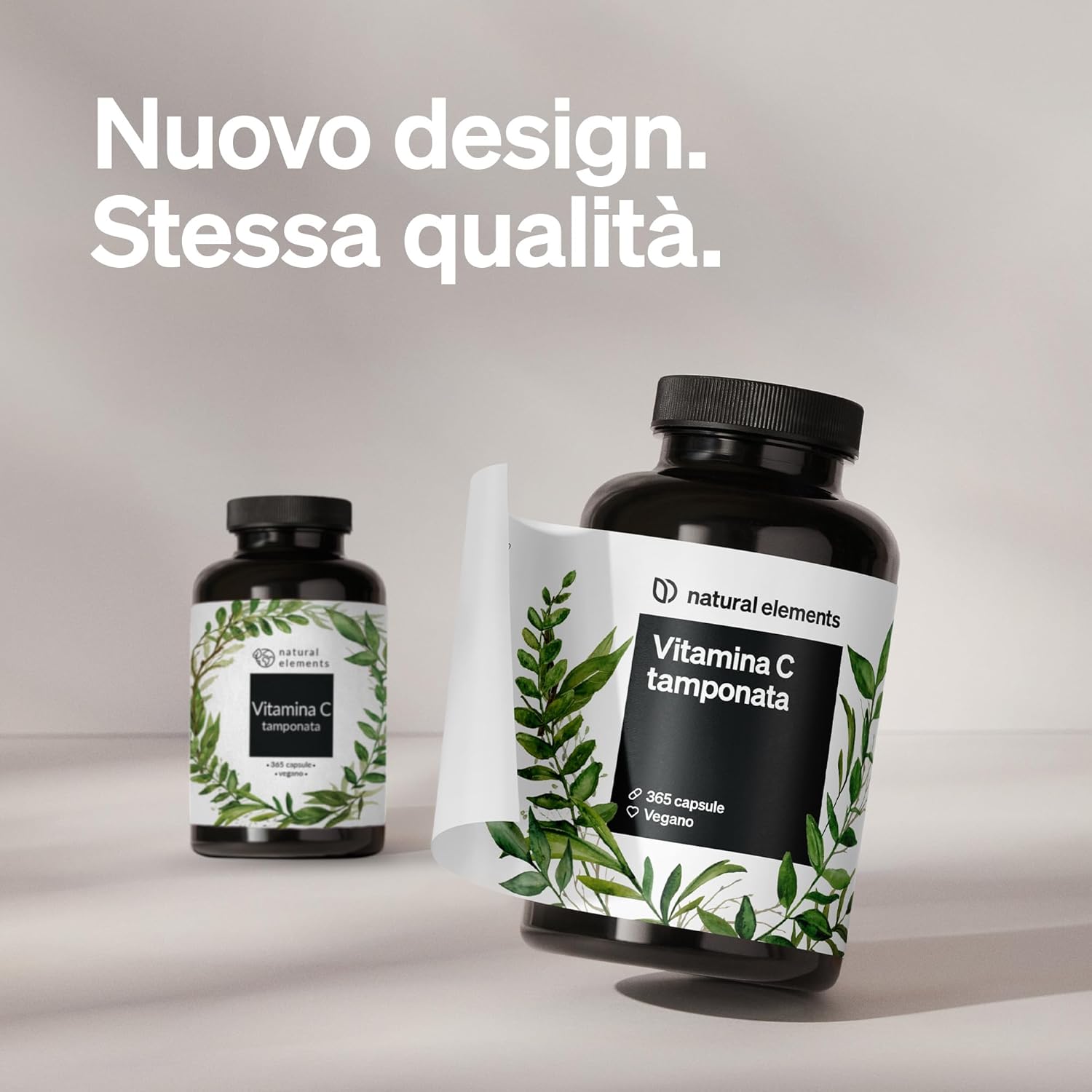 Detalle de Vitamina C tamponata 500 mg Natural Elements – 365 capsule vegane, altamente digeribile