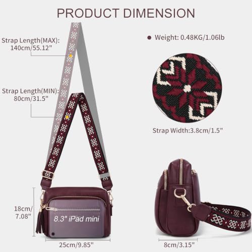 Detalle 2 de HILAEX Cross-Body Bag for Women, 4 Zip Compartments and Adjustable Strap