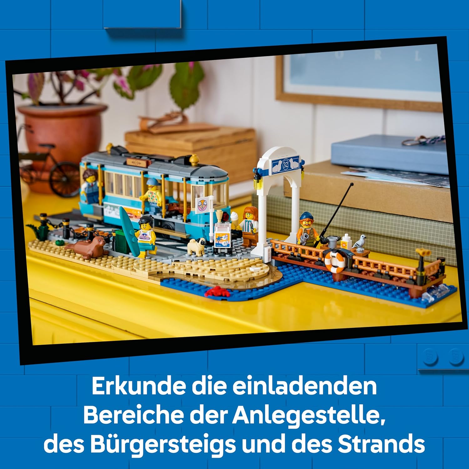 Thumbnail 4 de LEGO City Klassische Strandstraßenbahn 60506 – Spielset mit Bahn, Anlegestelle, Eiswagen, 5 Minifiguren und 5 Tierfiguren