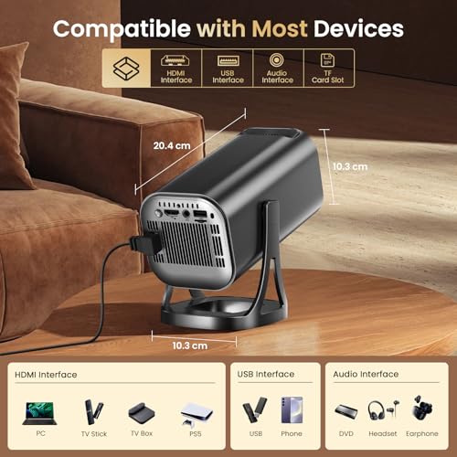 Thumbnail 6 de finade Proyector Portátil 1080P con WiFi 6, Bluetooth 5.4 y Android 12.0 (compatibilidad 4K)