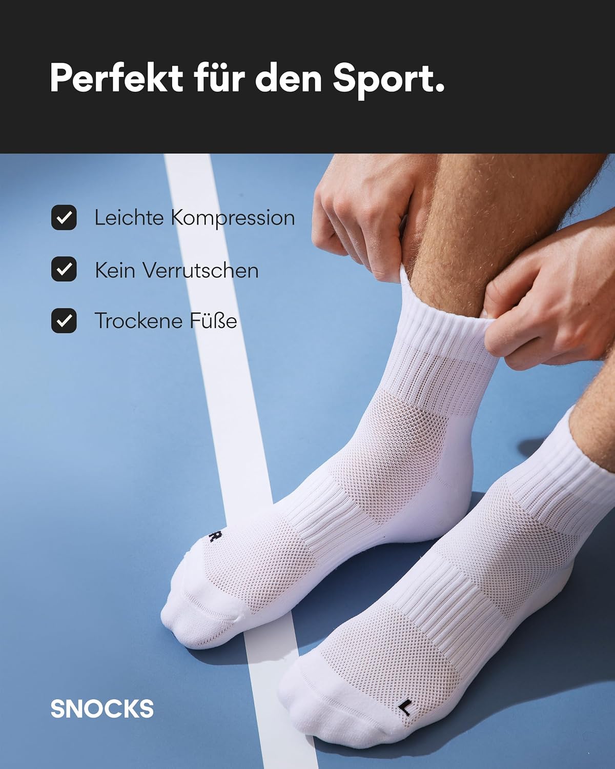 Detalle 2 de Snocks Mittelhohe Laufsocken (4 Paar) – atmungsaktive Sport-Quarter-Socken ohne Verrutschen, Gr. 35–50