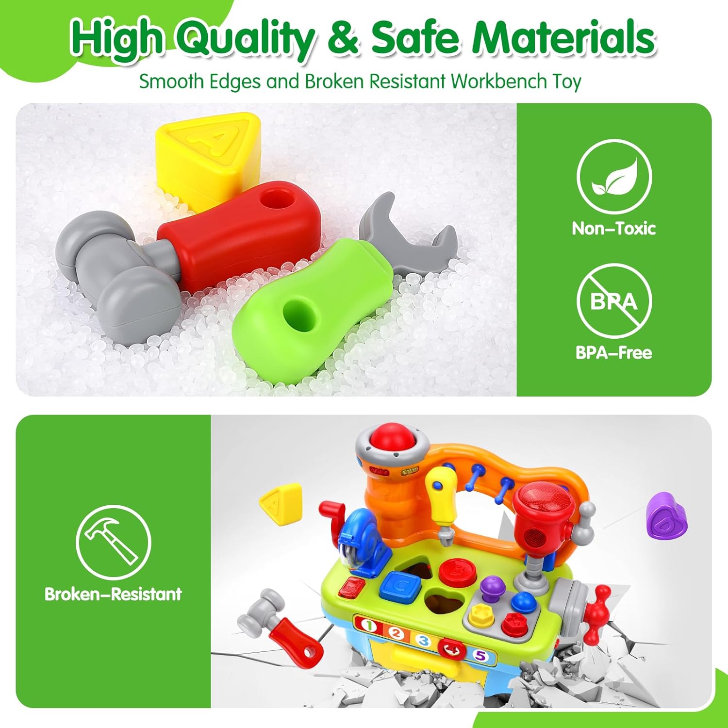 Detalle de ORWINE Musical Toddler Tool Bench for 1-Year-Old Boys (Montessori Engineer Pretend Play)