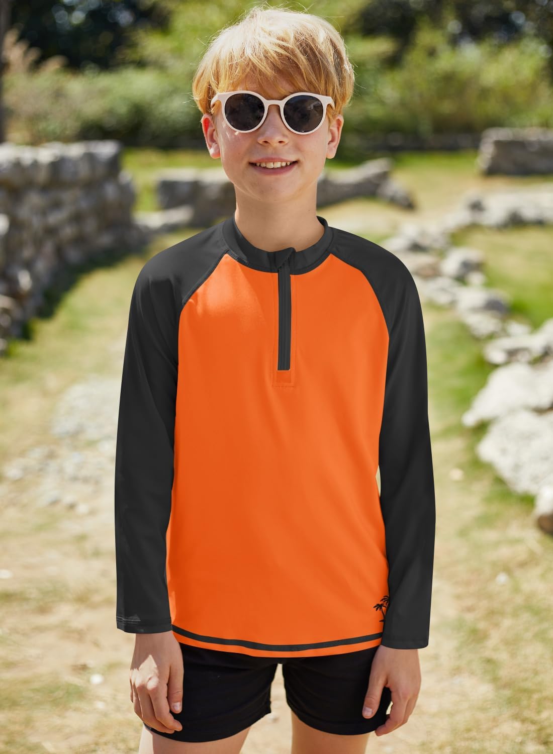Detalle 2 de BesserBay Jungen UV Shirt 1/4 Zip Langarm Stehkragen UPF 50+ Rash Guard 110–150