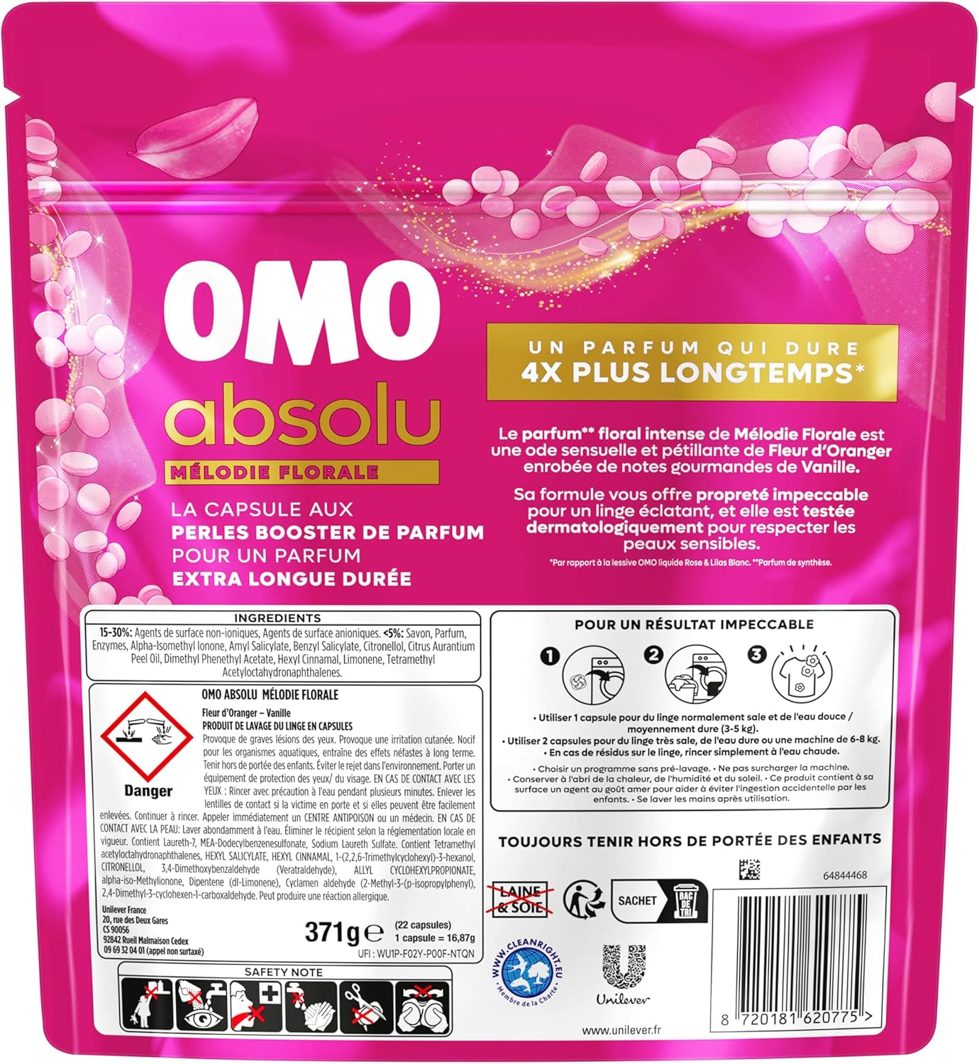 Thumbnail 2 de OMO Absolu Mélodie Florale – Capsules lessives avec perles booster de parfum (Fleur d’Oranger & Vanille) – 22 lavages
