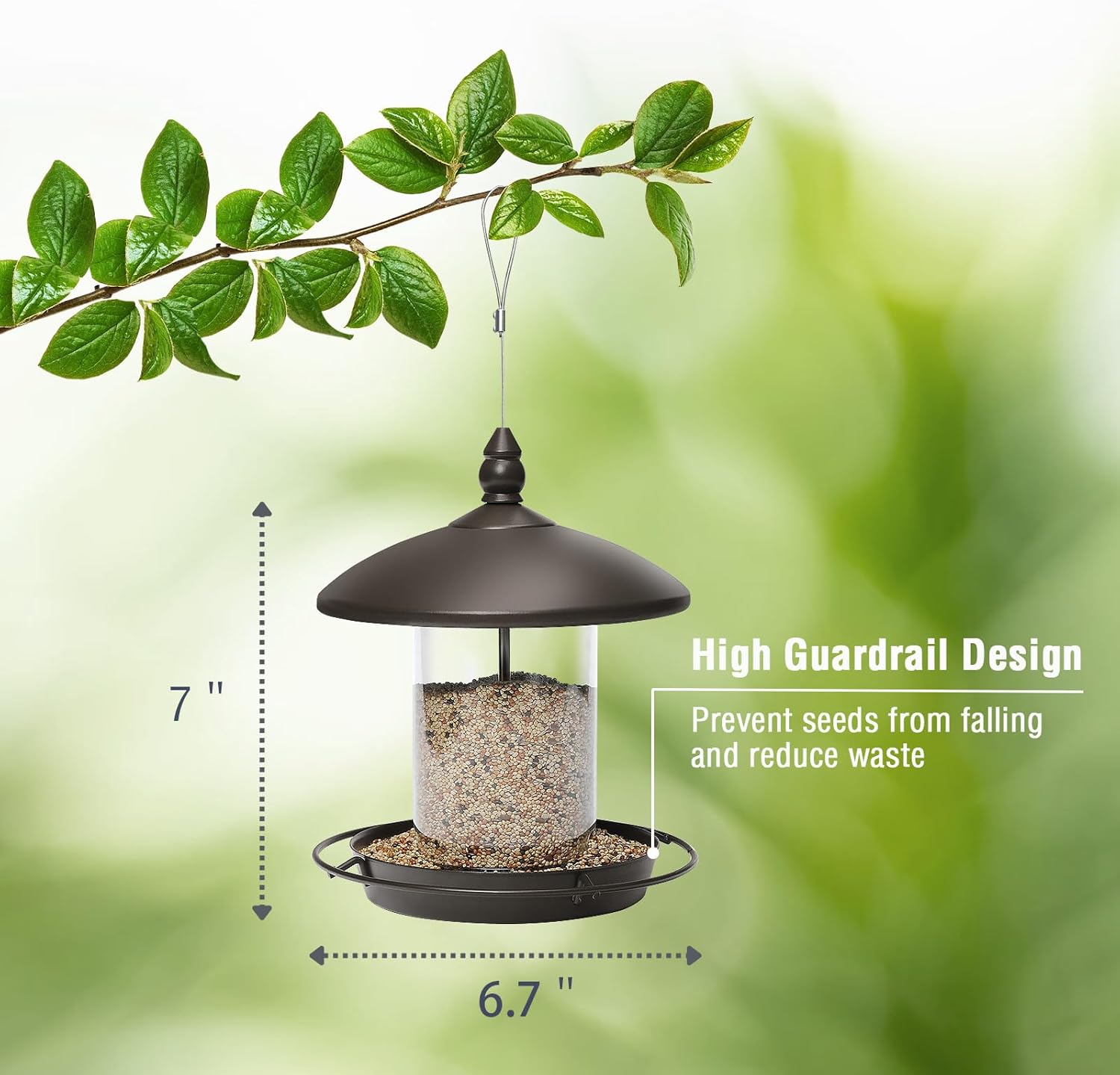 Thumbnail 3 de Youvip Metal Roof Bird Feeder (Chew-Proof) for Outdoor Hanging Wild Bird Seeds, Bronze