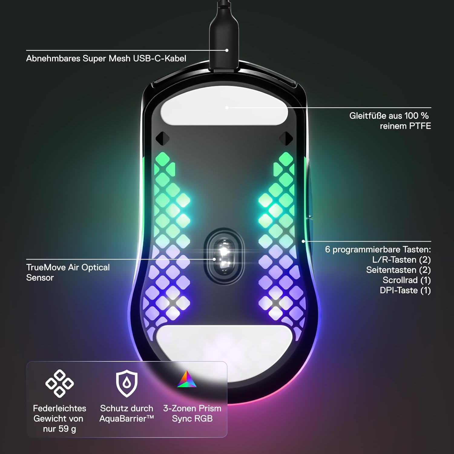 Thumbnail 2 de SteelSeries Aerox 3 Gaming-Maus 59 g Schwarz