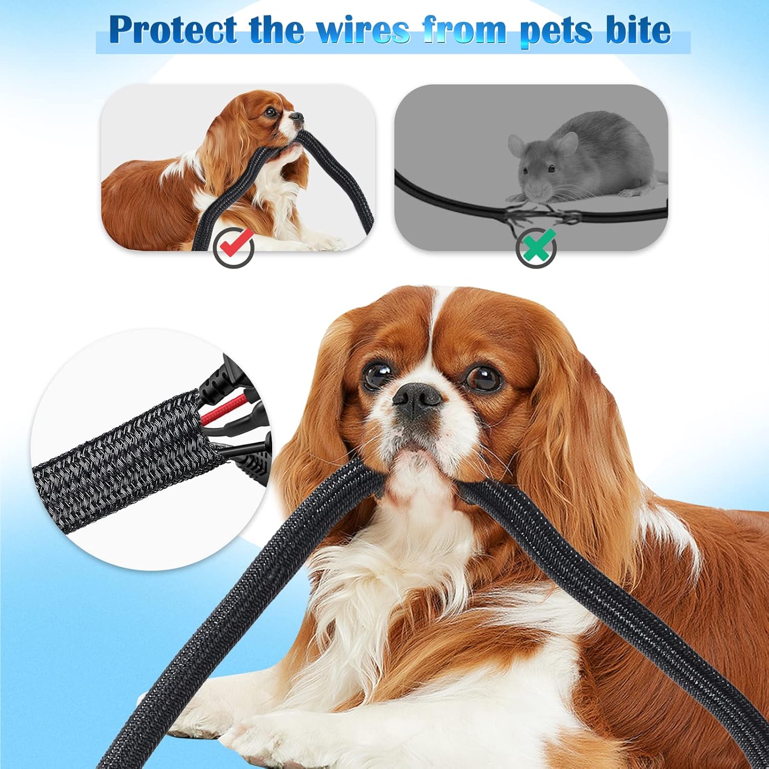 Thumbnail 5 de Romon 6M Guaina Cavi Intrecciata 13-20mm con chiusura automatica per TV, PC e ufficio (tagliabile) – Nero